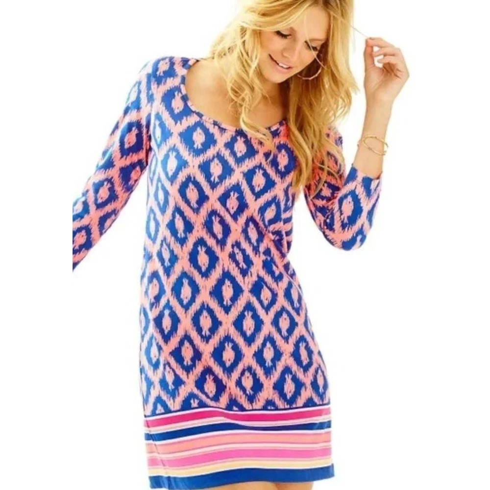 Lilly Pulitzer Beacon Little Fish Chase Dress‎ S Bomber Blue Coastal Preppy Chic